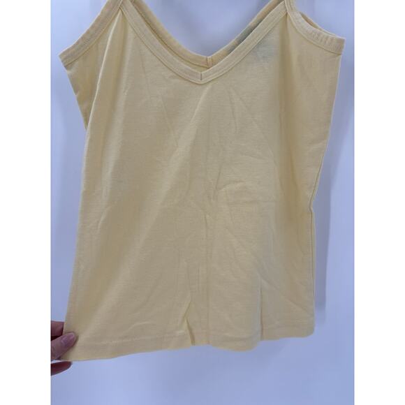 Moda International Tank Top Womens Small Yellow V Neck 100% Cotton Y2K Sheer - Picture 4 of 15